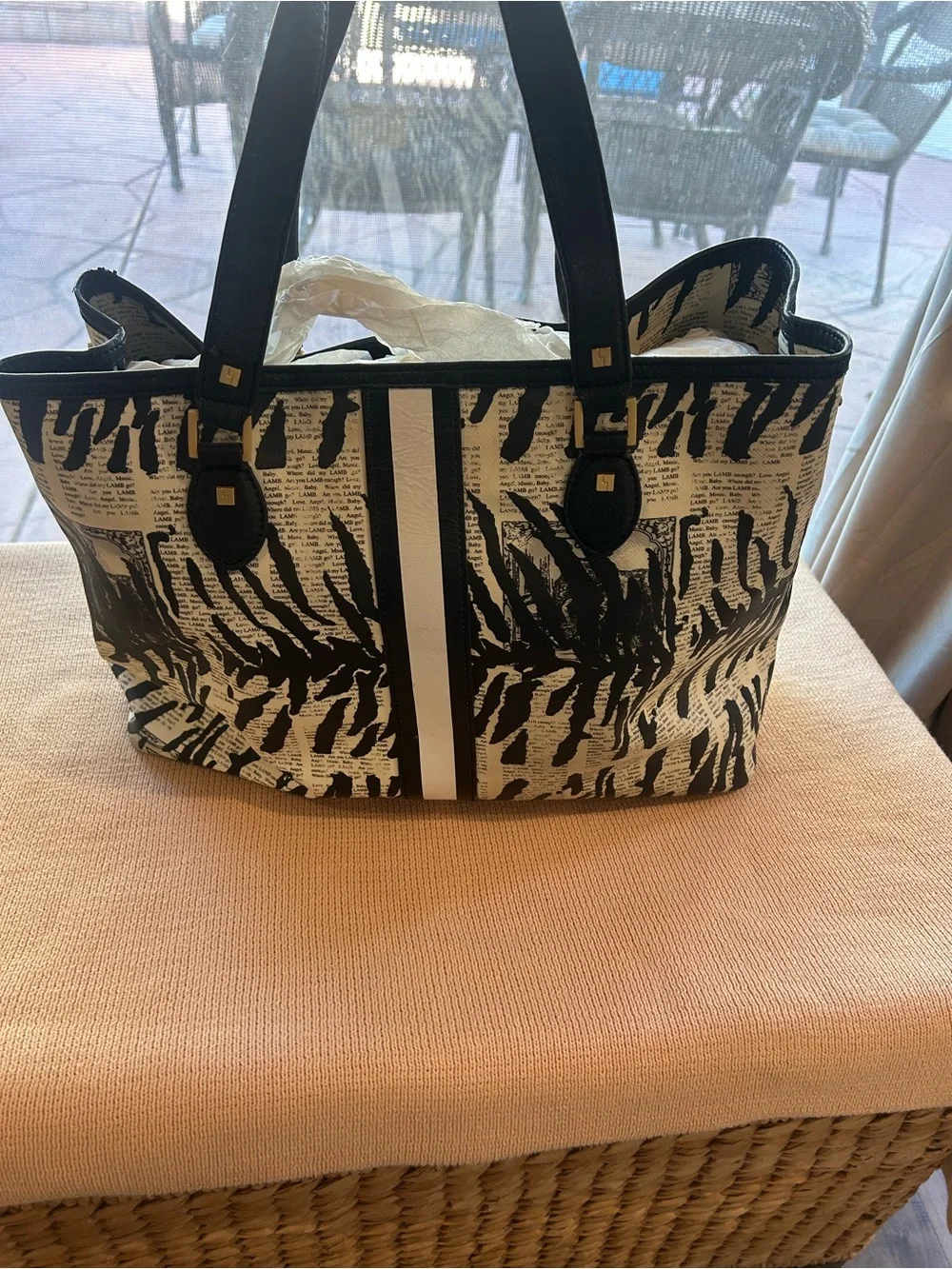 LAMB Black & White Zebra Print Tote Bag - Picture 7 of 14
